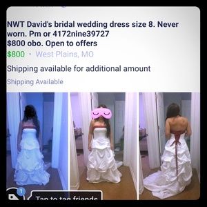 NWT David's bridal wedding dress size 8.